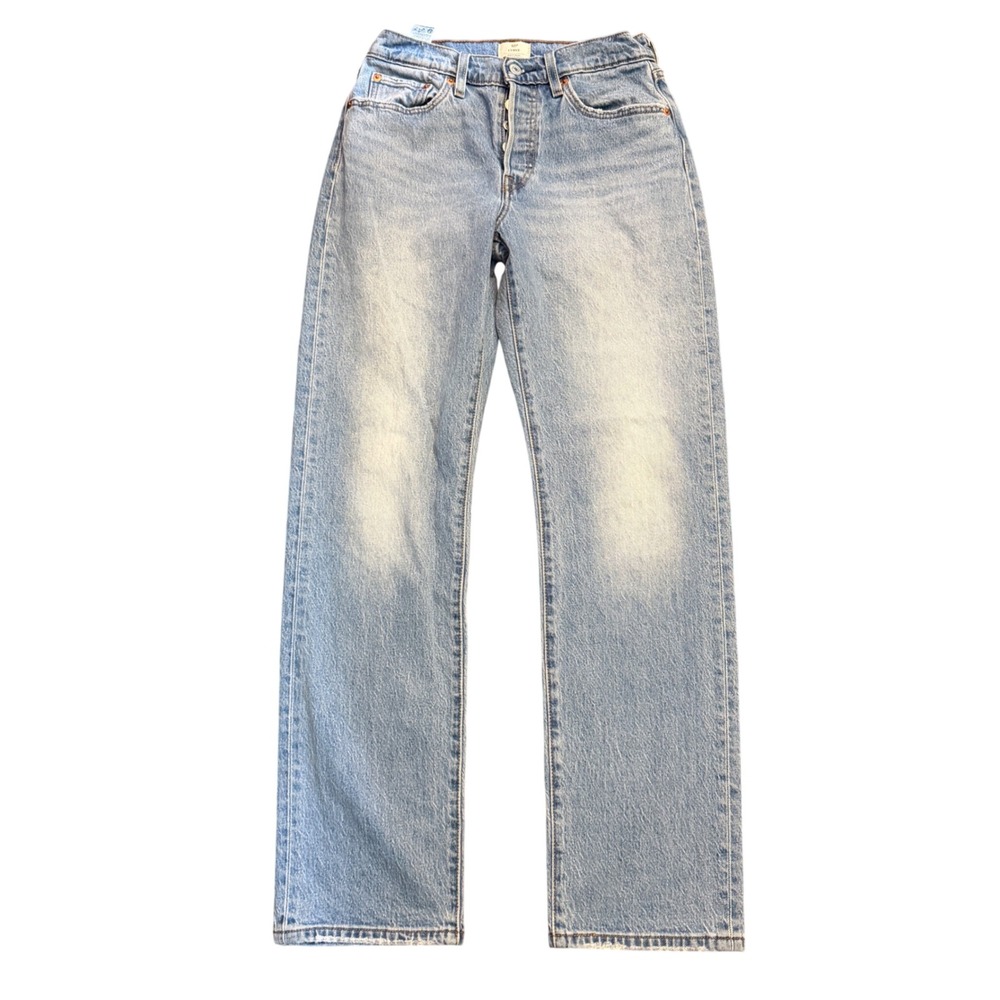 Levis 501 Curve Jeans Womens Light Wash Straight Leg High Rise Denim Blue